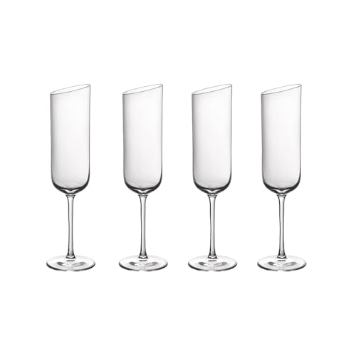 Villeroy & Boch 11-3653-8130 NewMoon Set 4 Piezas, Elegantes y ContemporaneasCopas de champán, Cristal, Transparente, Apto para lavavajillas