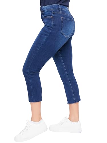 Royalty For Me Womens Women's Vintage High Rise Slim Straight Raw Hem Cropped Flood Jeans2