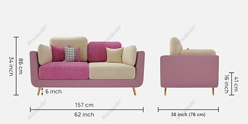 Image of Sixpine Luxury Dual Color Upholstery Sofa in Premium Velvet | Solid Wood Structure | Sturdy Golden Legs | High Density Foam | Extra Comfort for Modern Living Room (Pink & Beige, 2 Seater)