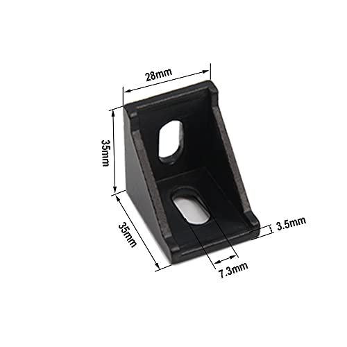 Zeberoxyz 10PCS 3030 Corner Bracket Black Right Angle with M6 Screws 3030Series 2 Hole Aluminum Brackets for Slot 8mm Aluminum Extrusion Profile Accessories (3030 Series Black with Nut) - Image 2