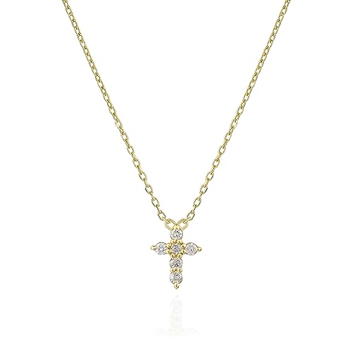 14k Cross Necklace, Diamond Gold Cross NECKLACE, Dainty Solid Gold Cross Jewelry, Best Mom Gift, Mother's Day Gift, Christmas Gift