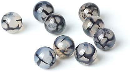 100Pcs Natural Stone 8mm Black Dragon Vein Agate Round Loose Gemstone Energy Healing Beads Hole Size 1mm DIY Smooth Beads for Bracelet Necklace Earrings Jewelry Making - Image 4