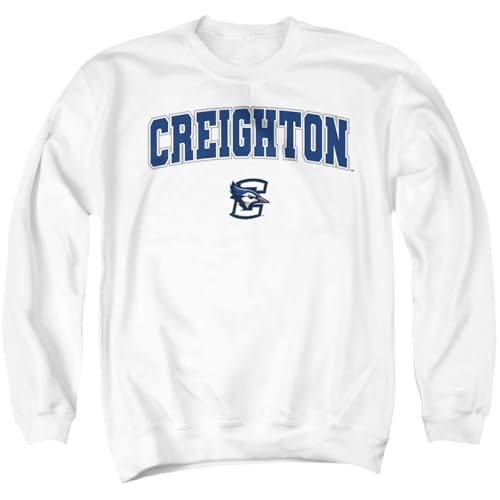 LOGOVISION Creighton University Arch Logo Secondary Unisex Adult Crewneck Sweatshirt White Large