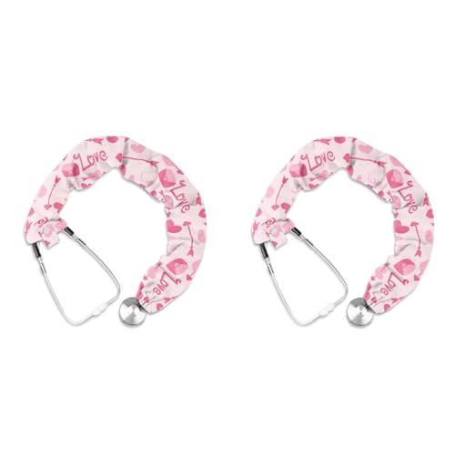 Luarisgur Stethoscope Sleeve Pink Love Stethoscope Covers for Nurses Pattern Nurse Stethoscope Accessories 2 Pack Soft Stethoscope Protective Cover