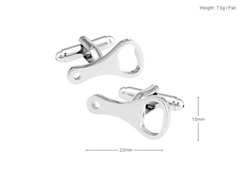 Mancuernillas para hombre forma abrebotellas plateadas miniatura 2