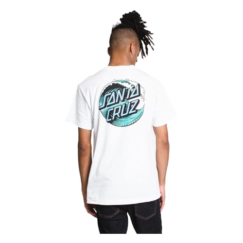 SANTA CRUZ Men's S/S T-Shirt Wave Dot Skate T-Shirt - White, Size: Large