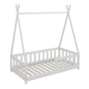 Oskar Store Tipi-bed “Susanna”, Wit, 166 x 86 cm met uitvalbeveiliging