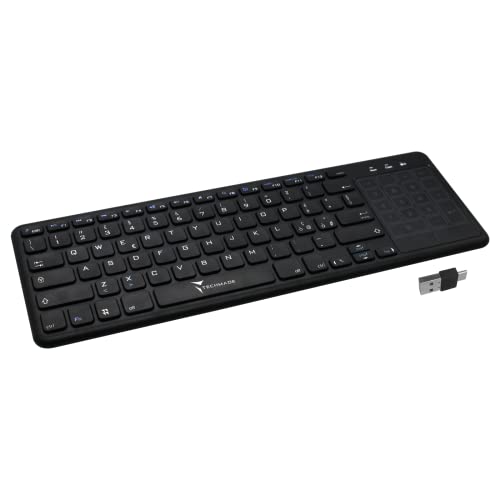 Techmade Teclado Inalámbrico con Touchpad Integrado - Compatible con PC, Smart TV, Tablet,...