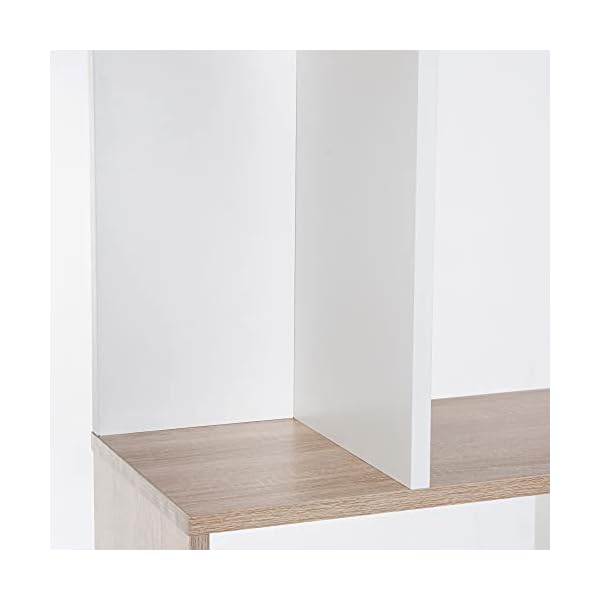 HOMCOM 5-tier Bookcase Storage Display Shelving S Shape design Unit Divider White - Image 10