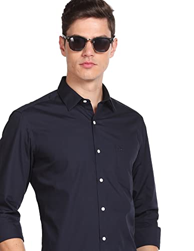 Image of Arrow Men's Solid Full Sleeve Slim Fit Cutaway Collar Cotton Formal Shirt