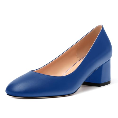 Womens Round Closed Toe Low Heels Fashion Slip On Comfort Solid Matte Pumps