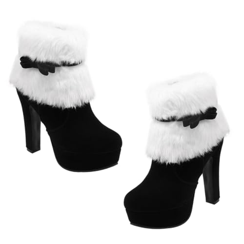 Bottines courtes d'hiver pour femmes talon épais noir taille 37 plateforme fermeture éclair