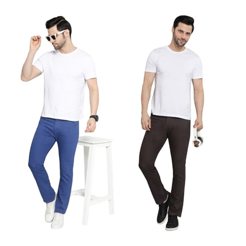Image of DAIS Men's Stretchable Slim Fit Mid Rise Jeans, Pack of 2, (Combo of 2 Jeans)