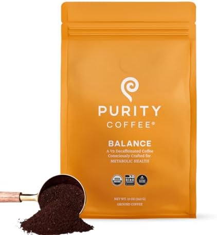 PURITY COFFEE Purity Coffee Balance x:li> Medium Roasted Decaffeinated Ground Coffee - Processed With Mountain Water Special Quality Decaffeinated + Regular Blend - Certified Organic By Usda Arab