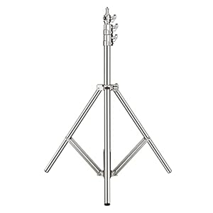 NEEWER 79″/2m Stainless Steel Light Stand, Spring Cushioned Heavy Duty Photography Tripod Stand with 1/4” to 3/8” Universal Screw Adapter for Strobe, LED Video Light, Ring Light, Monolight, Softbox