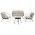 EAST OAK 4-Piece Plaza Patio Furniture Set, Outdoor Furniture with Thick Cushion Sofa and Coffee Table, Modern Patio Conversation Set for Garden, Backyard and Porch, Brown & Beige