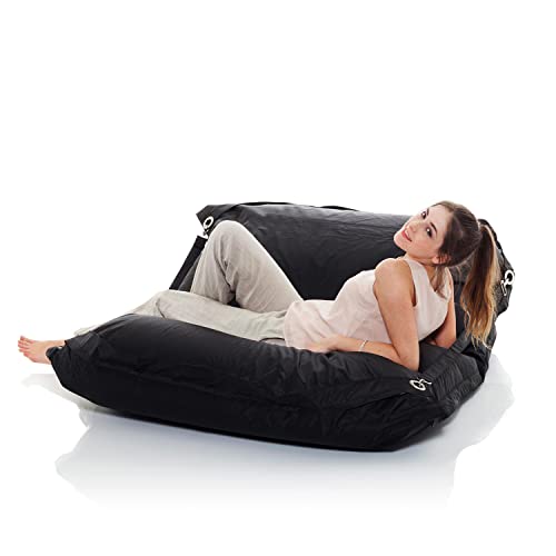 SMOOTHY Original Supreme Indoor & Outdoor Sitzsack XXL 450L Riesensitzsack Sitzkissen Sessel für Kinder & Erwachsene (Mitternachts-Schwarz)