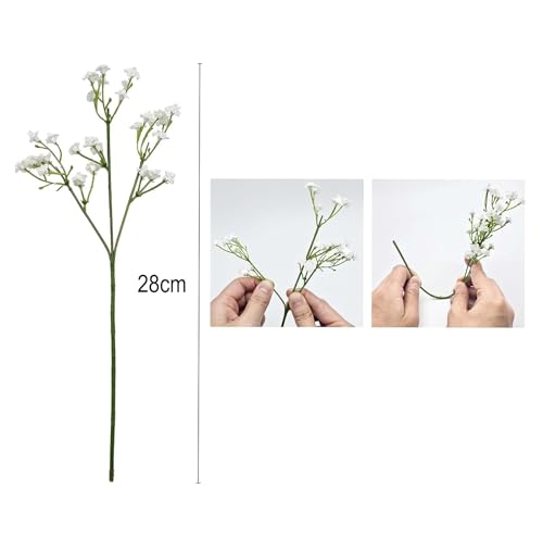 Uhky 6 Pcs Artificial Baby Breath Gypsophila Flowers Bouquets Real Touch Flowers for Wedding Party DIY Wreath Floral Arrangement Home Decoration (12Pcs White-28cm)
