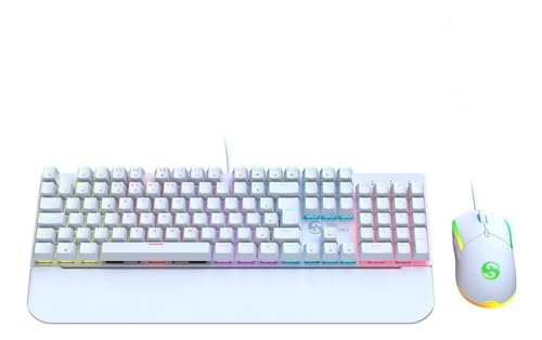 Kit Teclado Mouse Mecânico Abnt2 Gamer Led Rgb Iluminado Branco