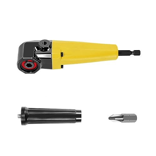 Kznifmk ExtensióN de áNgulo Recto de 90° Destornillador Adaptador de áNgulo de PerforacióN Destornillador Llave Hexagonal Broca Portavasos Herramienta EléCtrica-Amarillo