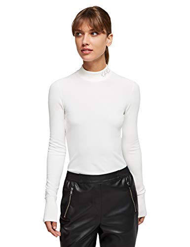 KARL LAGERFELD Damen Logo Sweatshirt mit Rundhalsausschnitt Elfenbein XS