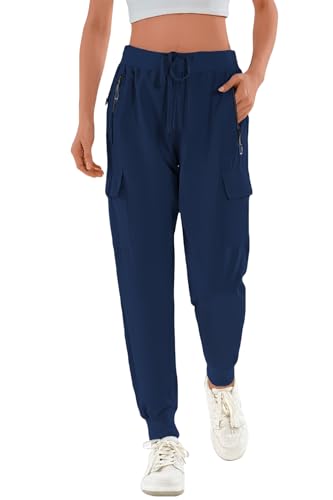 Daspkuwy Wanderhose Damen Zip Off Jogger Leichte Trainerhosen Outdoorhose Damen Sommer Schnell Trocken Reisehose Hundesport Hose Damen (Marineblau,XS)