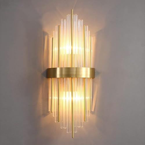 Luminaires contemporains en cristal doré et lampe murale d'exception