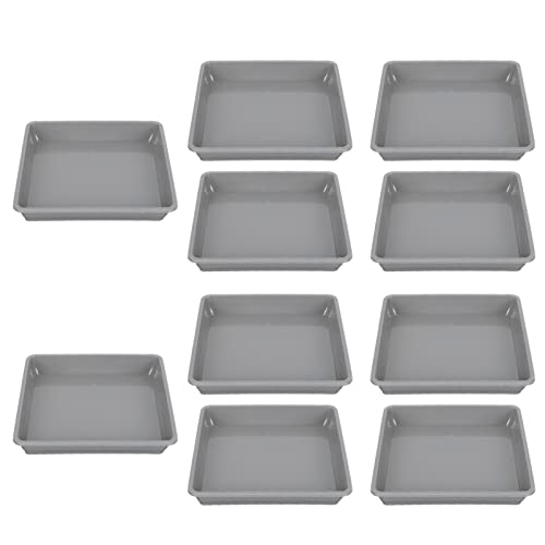 Yardwe 10 Pcs Square Plastic Plant Saucer Tray Plant Pot Saucer Flower Pot Tray For Garden Potted Water Drips And Soil 5.9 X 5.9 X 1.1 Inch (Black) (Grey) #TOP9
