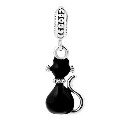 Image of Animal Charms Lovely Frog and Dog Heart Bead Charms for Bracelets (Black Cat)