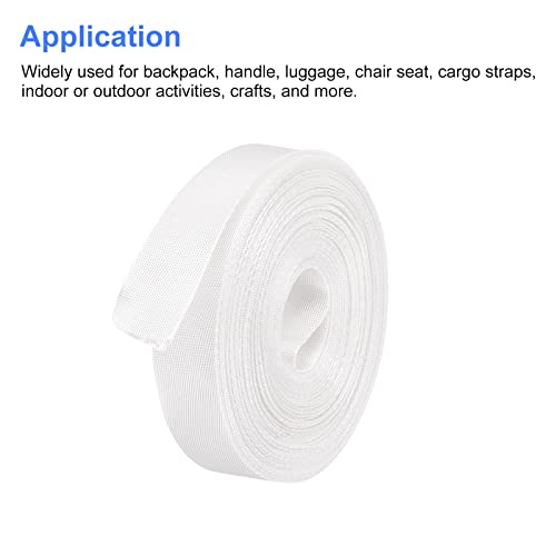 Image of MECCANIXITY Flat Nylon Webbing Strap 1 Inch 15 Yards White for Backpack, Cargo Strap, Luggage-rack