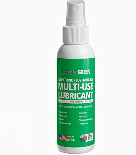 Nexus Green Non Toxic, Odor Free, Environmentally Friendly Multi-Use Lubricant | American Made Food Grade Cleaner, Non-Petroleum Oil Lubricant & Preservative/Protectant | (4 oz Spray Bottle)