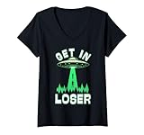 Photo Gallery donna get in loser, ufo cospirazione credere abduction alien amante maglietta con collo a v Photo Gallery donna get in loser, ufo cospirazione credere abduction alien amante maglietta con collo a v