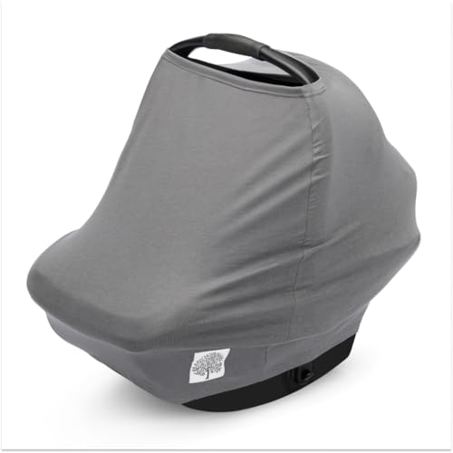 Image of Parker Baby 4 in 1 Car Seat Cover for Girls and Boys - Stretchy Carseat Canopy, Nursing Cover, Grocery Cart Cover, High Chair Cover - inchPewter inch