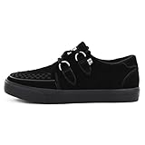 T.U.K. Leather Creeper Sneaker   Chaussures pour Hommes et Femmes   Couleur Black Suede   Chaussures à Lacets en Cuir et Daim de Style Puck, Goth et Rocker   Taille 45
