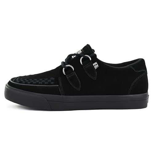 TUK Black Suede Creeper Sneakers, Unisex, US Women 8/Men 6