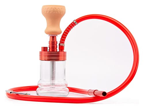 Hookahs 26cm One Pipe Hookah Glass Set Accessories Pot Nargile Hookah With Accessories Including Silicone Hose,Tobacco Head,Coal Clamp And Hygiene Mouthpieces,Without Nicotine Hookahs ( Color : Red )