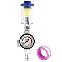 QWORK® Luftdruckregler für Lackierpistole, Manometer + Öl Wasserfalle Filter Separator + Standard 1/4 Gewinde, Max. 140psi