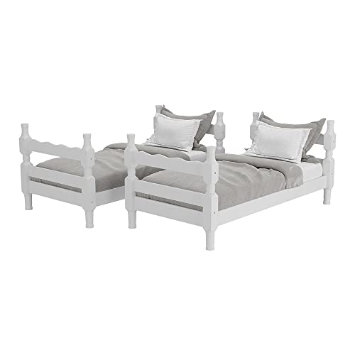 Beliche Madeira Maciça - vira 2 Camas - para Colchão 78/88 x 188cm Porto Multimóveis Cr4138 Branco