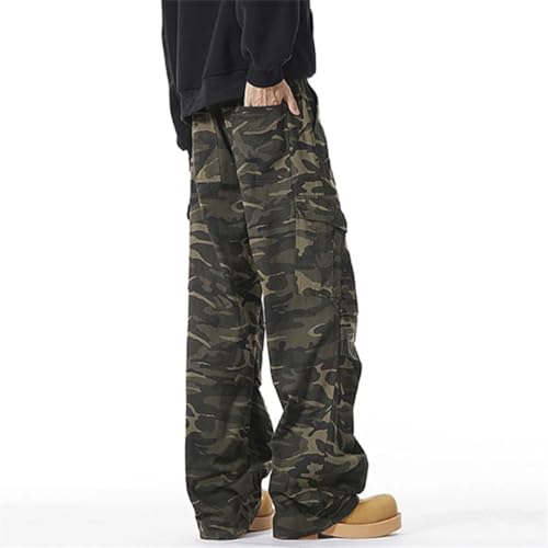 Men Baggy Ripstop Cargo Jeans Classic Straight Casual American Style Street Hip Pop Denim Trousers3