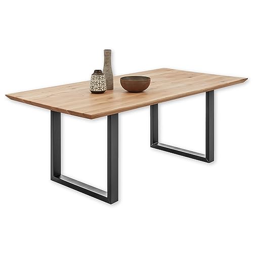 BENNET BIG Esstisch Massivholz Eiche - Hochwertiger Esszimmertisch mit Metallgestell für Ihr Esszimmer - 220 x 74 x 100 cm (B/H/T)