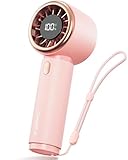SWEETFULL Mini Fan Portable - Cute Handheld Turbo Fan with Rechargeable Battery, 5 Speeds, Small Hand Personal Travel Essentials for Women, Girls, Kids, Lash, Makeup - Pink