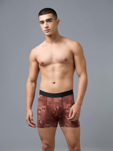 Image of TECHNOSPORT Men's Colorblock Trunks Underwear with ElastoLITE 4 Way Stretch Lightweight Breathable Moisture Wicking Soft Anti Odour Anti Microbial Comfort Fit Boxer Briefs Innerwear for Men