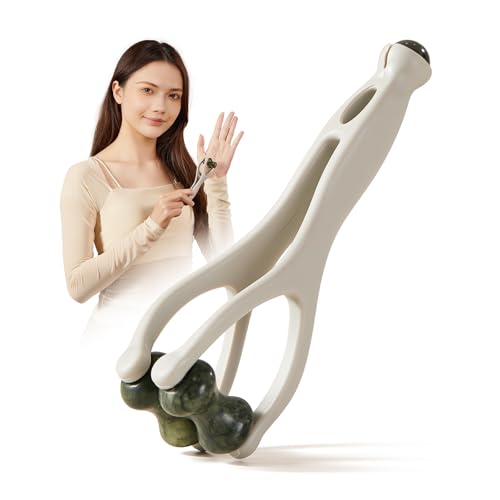 CHOSIN 2-in-1 Jade Roller Finger Massager for Fatigue Pain Relief Arthritis for Seniors Men Women - Dual-Sided Therapy Tool Jade for Hands Palm & Wrist