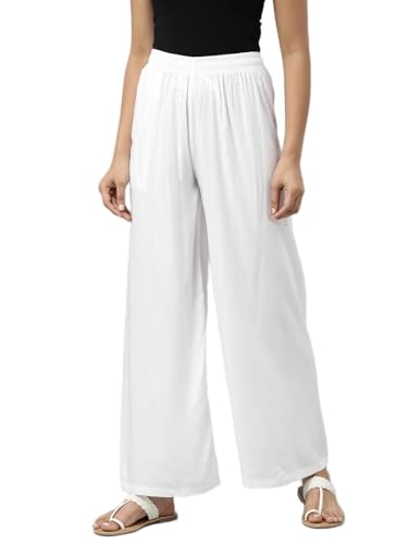 Image of GO COLORS Soft Viscose Basic Palazzo Full Length for Women| Breathable, Mid Rise, Relaxed Fit