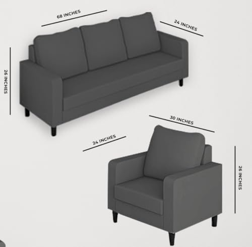 Image of The MM Furniture store Premium Fabric Sofa - Ash (3+1+1 Seater)