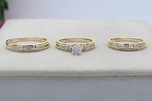 Dazzlingrock Collection 0.50 Carat (ctw) Round White Diamond Unisex Cluster Engagement Trio Ring Set in 14K Solid Gold2