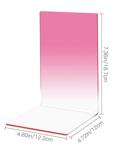MSDADA 1 Pair Acrylic Bookends, Non-Slip Desktop Book Organizer, 'L' Shaped, Scratch Resistant, Pink (2 Pcs) - Image 2