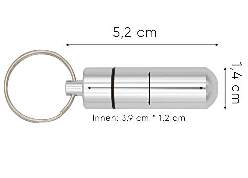 Aribari Mini pillendoosje van aluminium met sleutelring. Waterdichte tabletdoos. Noodcapsule. Cadeauhanger of… - Image 4