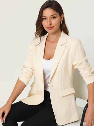 Women's 1 Button Jacket Long Sleeve Work Formal Blazer2