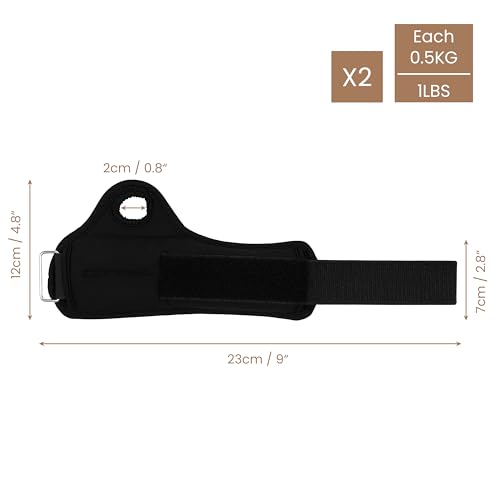 Belle Vous Lot de 2 Poids de Poignet Noirs - Bracelet Lesté Poignet et de Cheville - Sangle de 0,5 kg - Leste de Musculation Adapté aux Bras et aux Jambes - Pour Femme et Homme – Image 6